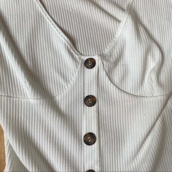 Reformation White Ribbed Virgil Top | Size L - Picture 4 of 6